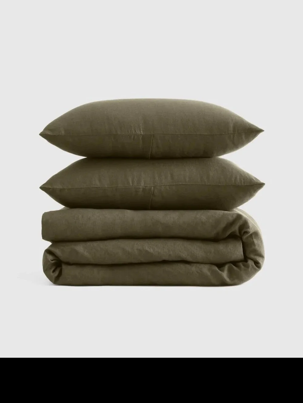 Quince Olive Green Linen Duvet Cover Set Full Queen